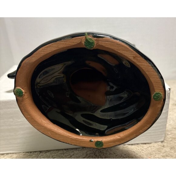 Evangeline Pottery Angel Fish Figure Black Green Drip Glaze 11.75" MCM Stunning - Picture 9 of 11